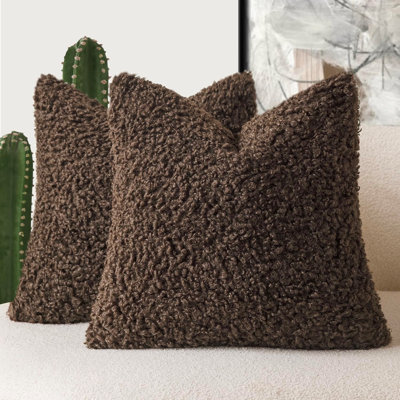 Faux Fur Throw Pillow Cover Sherpa Furry Pillow Covers Soft Pillowcases Cozy Decorative Cushion Case for Bed Couch Living Room（Pack of 2）