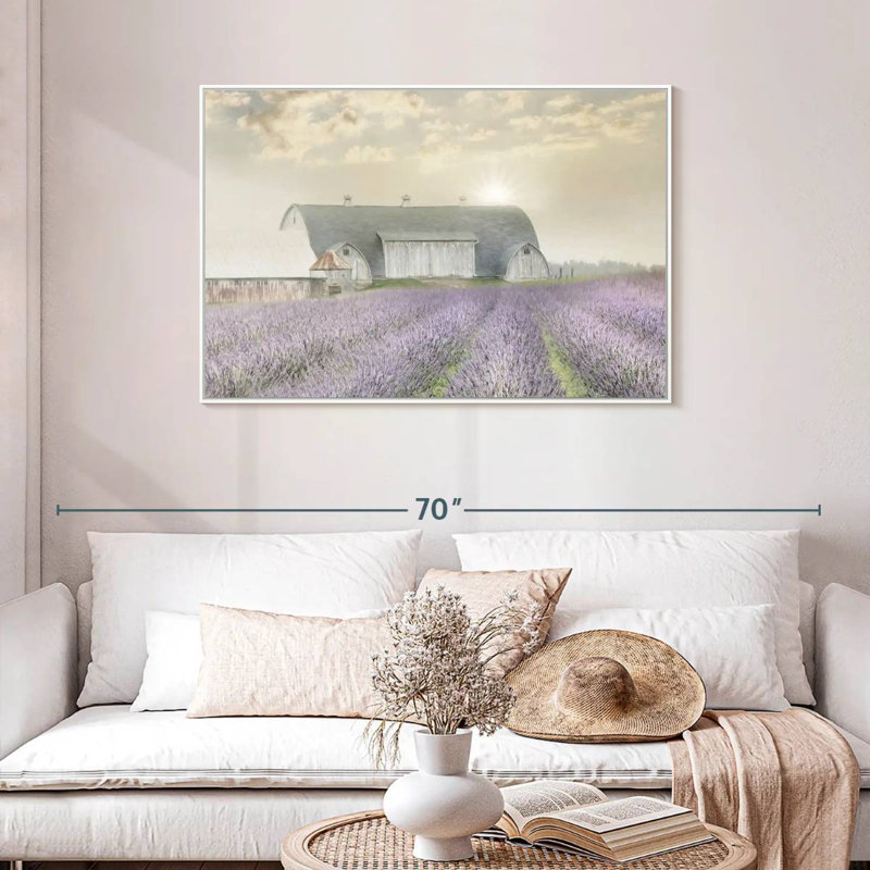Lavande matinale, Cadre flottant blanc, 43 po x 29 po