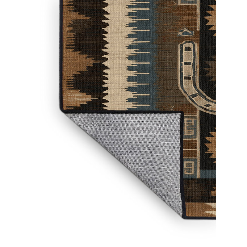  Tapis lavable à motif de fer à cheval du Sud-Ouest, Carré 5 pi x 5 pi