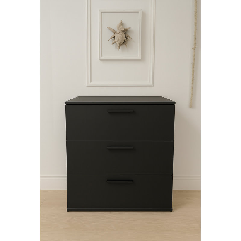 Commode noire à trois tiroirs Morgan