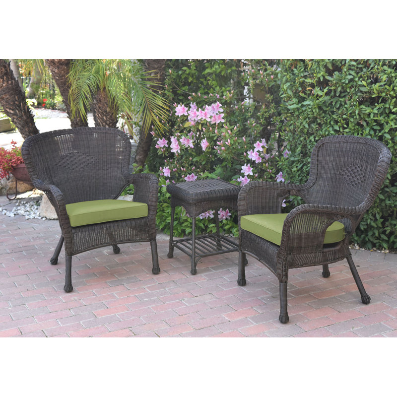 Batchelder 2 - Person Patio Conversation Set with Cushions, Green, Espresso