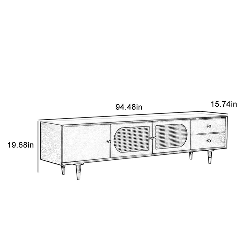 Solid wood TV stand elegant vine design