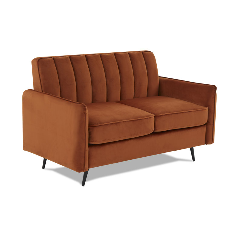 Acke 2 Seater Velvet Loveseat, Rust