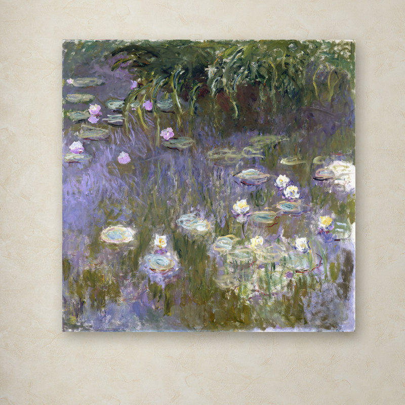 « water lilies », reproduction sur toile, H 14 po x l 14 po x P 2 po, Sans mat, Toile tendue