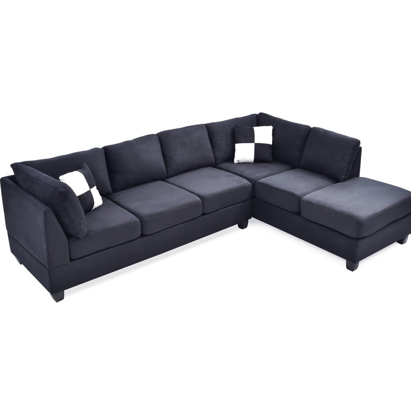 Canapé modulaire noir avec mousse et dossier amovible pour plus de commodité - G635b