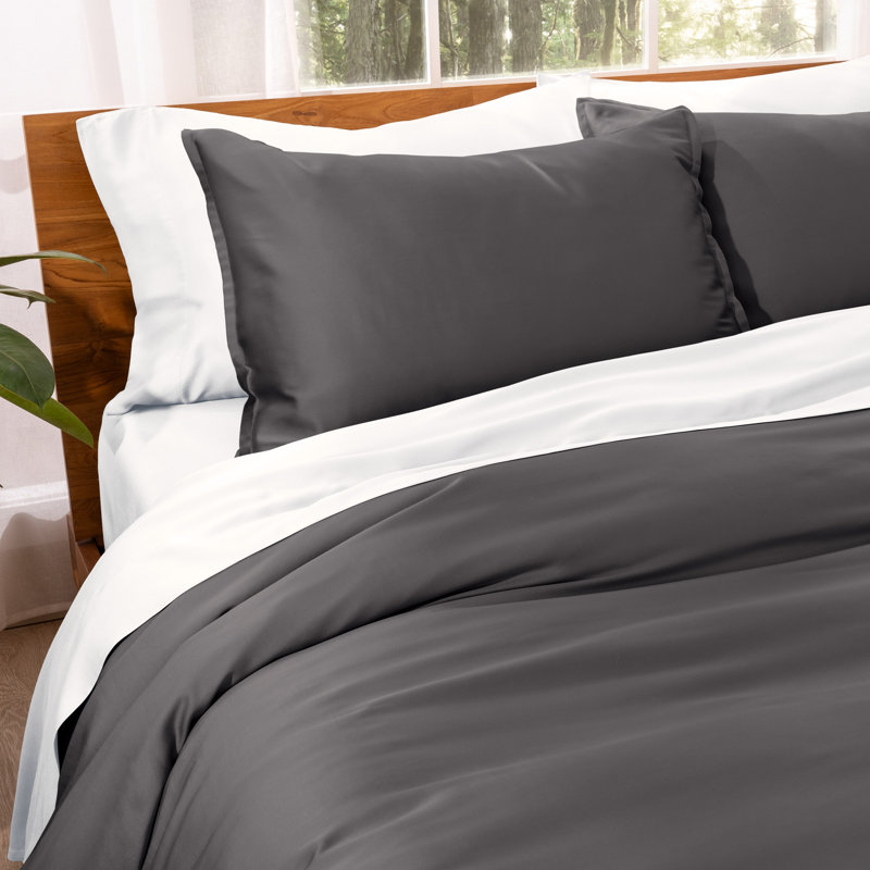 Ensemble de housse de couette TENCEL, Housse de couette double et 2 taies décoratives, Gris fer forgé