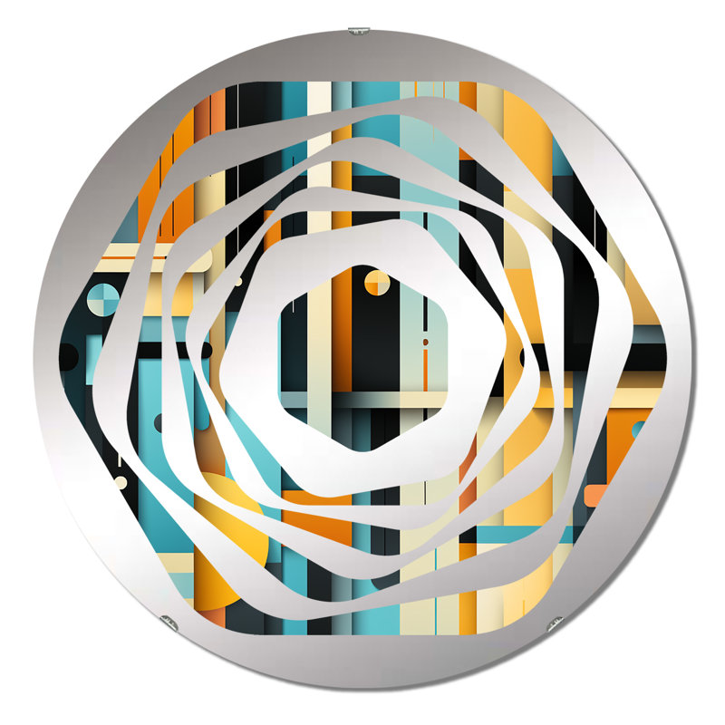 Rétro Futurisme à rayures - Miroir décoratif Amorphe, 23,6 po x 23,6 po
