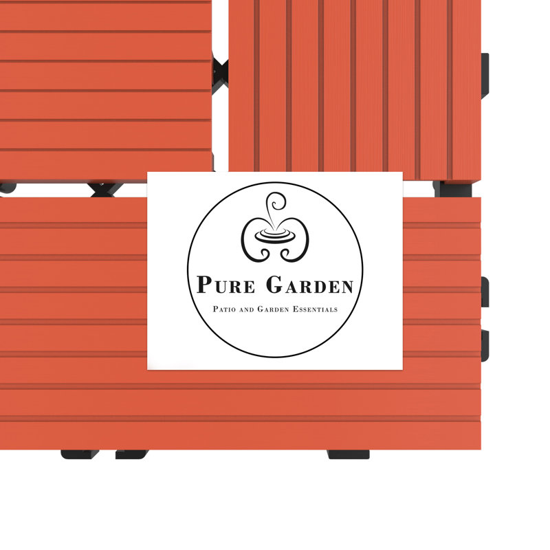 Patio and Deck Tiles - 6-Pack Interlocking Criss-Cross Pattern Outdoor Flooring - Weather-Resistant Square Pavers by Pure Garden