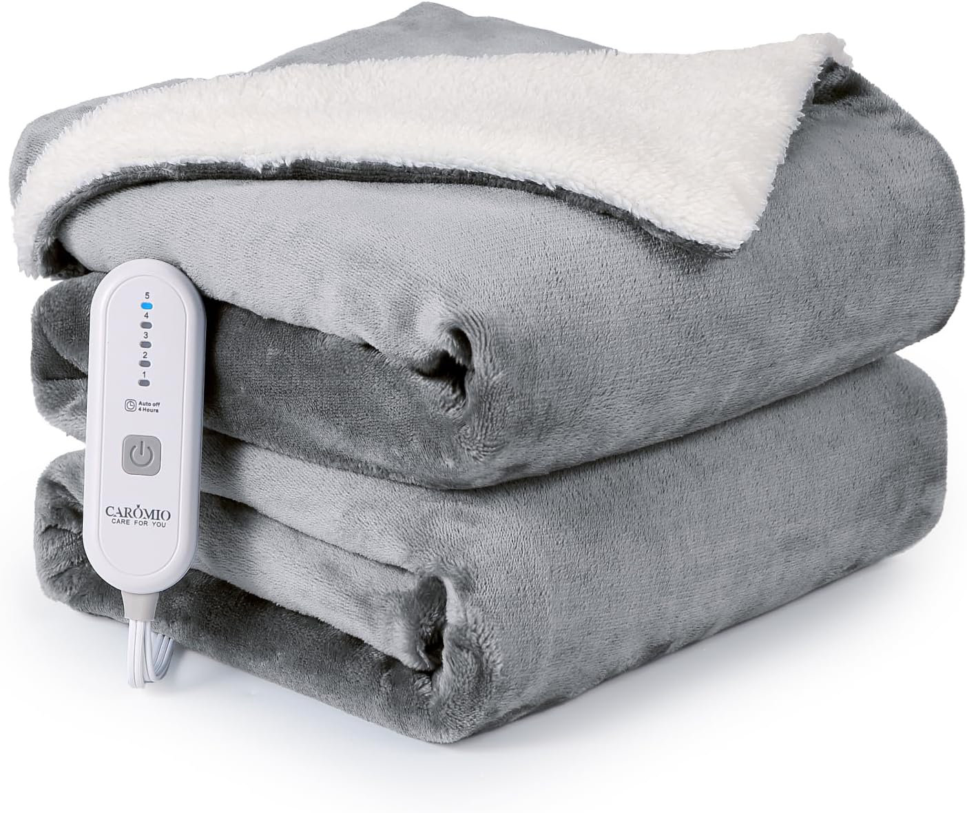 babevy Thick Flannel & Sherpa Heated Blanket With 5 Heating Levels & 4(02)