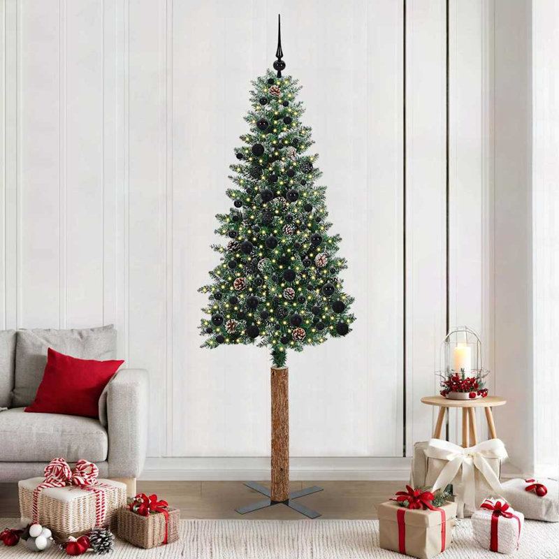 Slim Christmas Tree with 150 LEDs, 6.89' H, Black