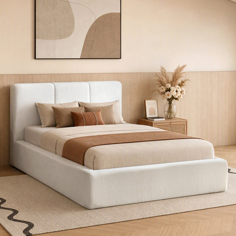 Cadre de lit AirFrame avec tête de lit, cadre de lit plateforme rembourré Cloud, rembourrage en mousse de 11 cm, sans sommier, montage facile