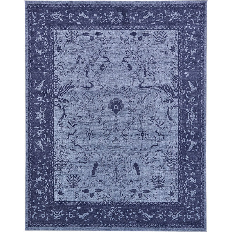 Tapis oriental bleu marine Amika, Rectangle 10 pi 6 po x 16 pi 5 po