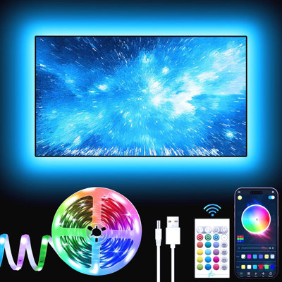  LED Lights for TV,TV LED Backlight, for 35-85 Inch TV, Music Sync TV LED Light with Bluetooth Function - RGB Color Changing Light Strip for Bedroom