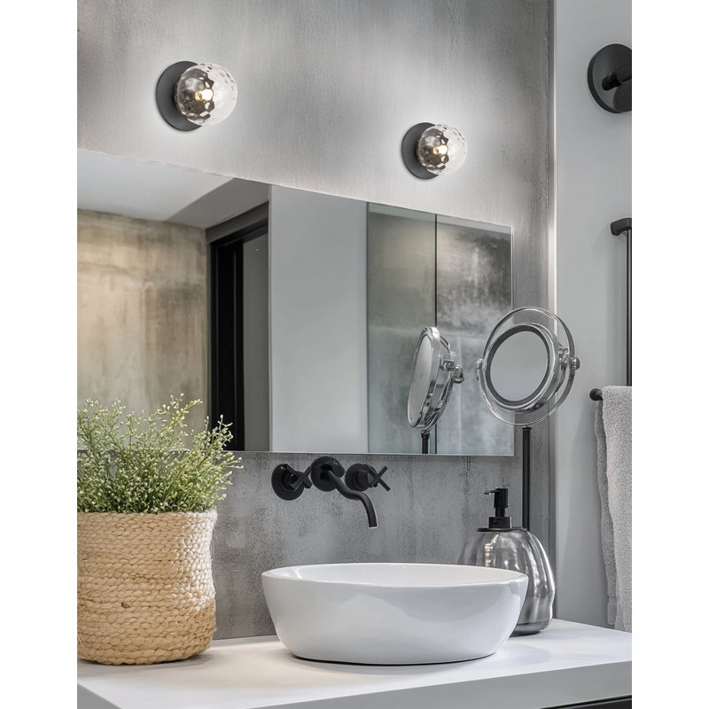 Bronwood Steel Flush Mounted Sconce, Matte Black, Clear
