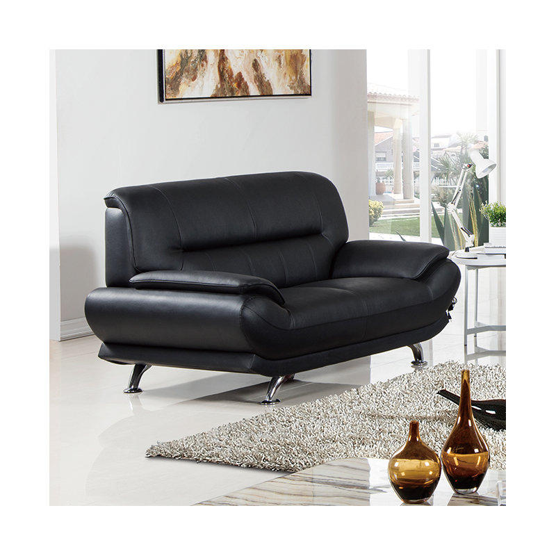 Holbrooke 68'' Faux Leather Loveseat, Black Faux Leather