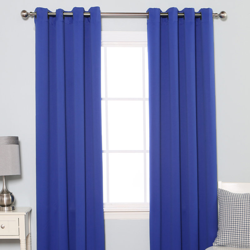 Adina Sevan Solid Thermal Grommet Curtain Panels, 52"W x 120"L, Royal Blue