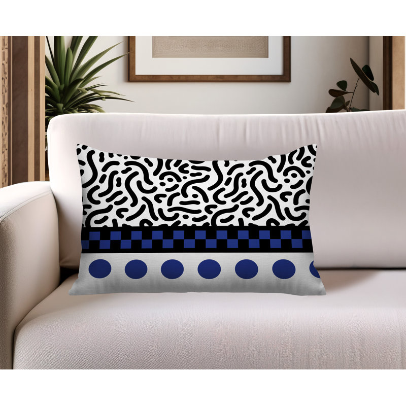 Oreiller rectangulaire réversible intérieur / extérieur Kixie, Rectangulaire H 14 po x l 20 po, Marine