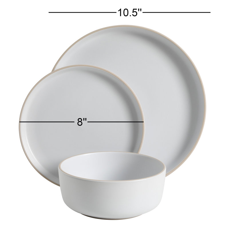 Service de table 18 pièces Gibson Soho Lounge Matte, service pour 6, Blanc