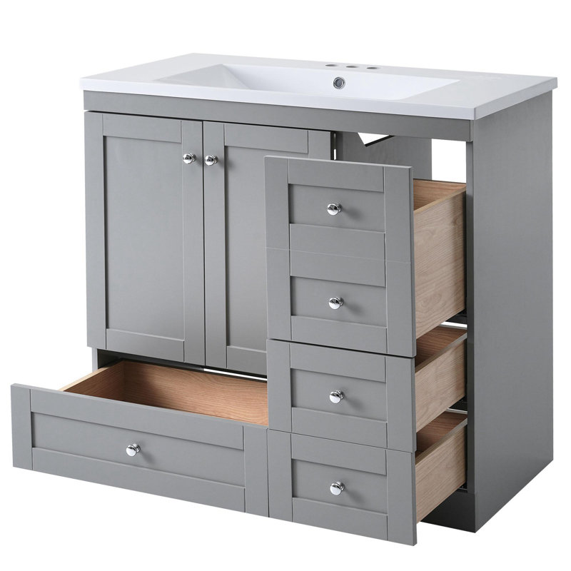 Meuble-lavabo sur pied 36 po, Gris