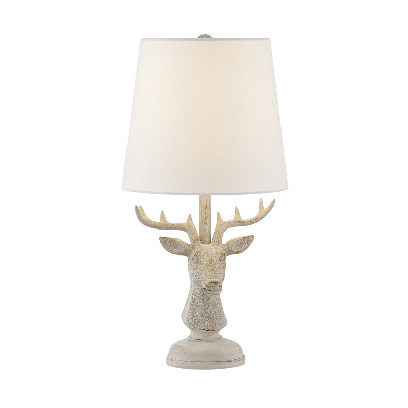 18"H Brown Resin Deer Table Lamp With Shade
