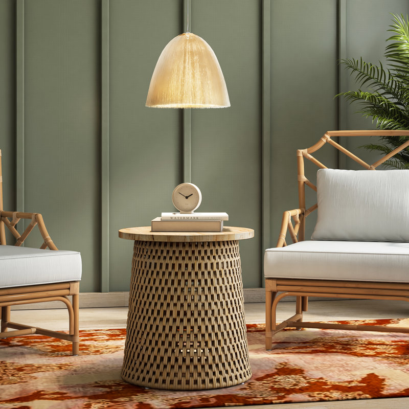 Apputhurai Solid Wood Top End Table, Natural