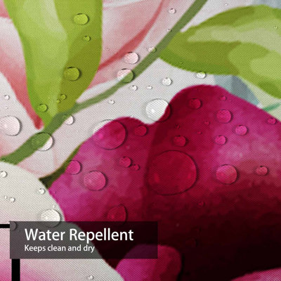 Waterproof Abstract Leaf Watercolor Floral Shower Curtain with 12 Hooks