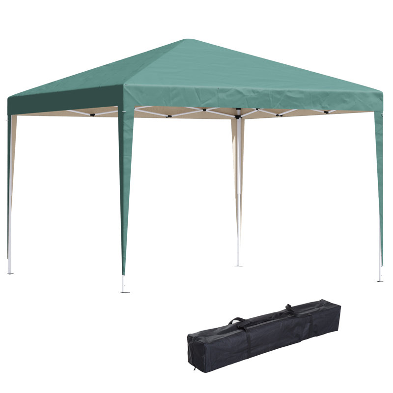 3 X 3m Height Adjustable Pop Up Gazebo, 210d Silver Coated Oxford Weather Resistant Canopy, Powder Coated Steel Frame, Outdoor Marquee Tent With Carry Bag For Garden Party Wedding, Green