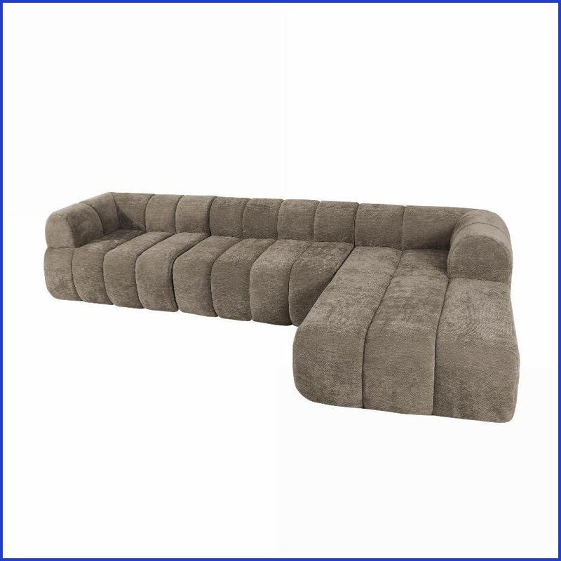Canapé modulaire en forme de L 122 po 122 po - Mousse haute densité, entièrement assemblé faisant face à la droite pour le salon | Brun | Mousse, polyester | Dossier rembourré
