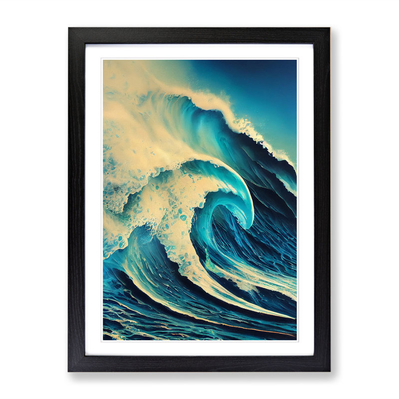 Seascape Spray - Single Picture Frame Painting, Black, 64cm H x 46cm W x 2cm D