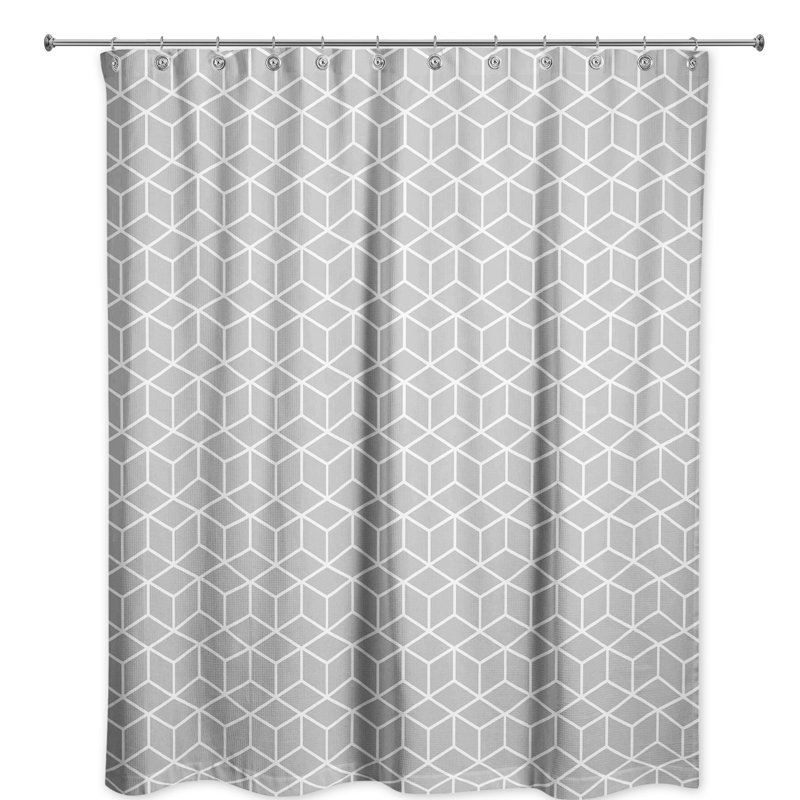 Rideau de douche simple Bakstran, Gris / Blanc