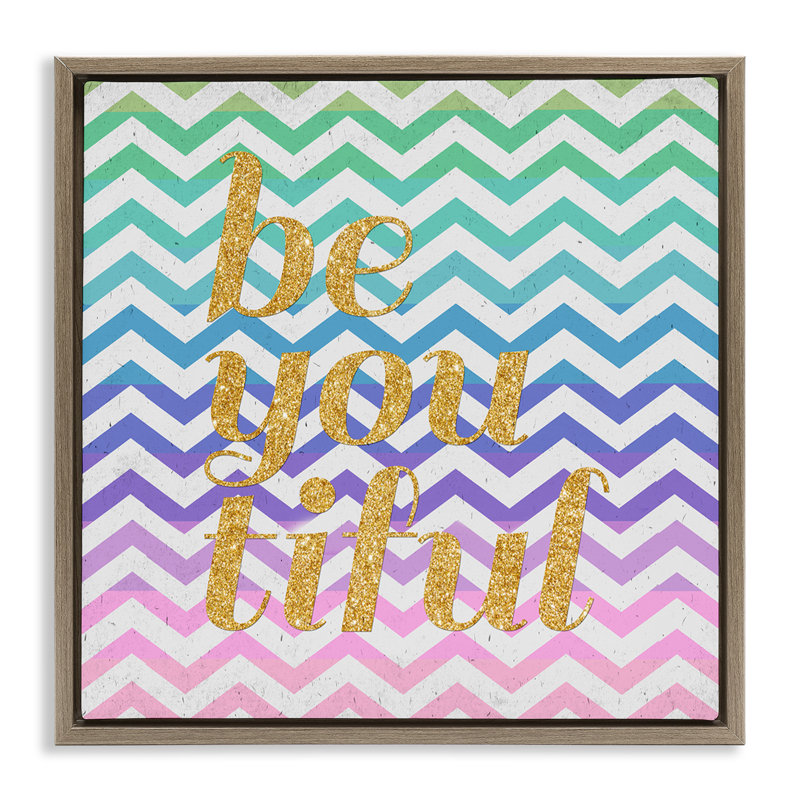 «Chevron Beautiful», art encadré sur toile flottante par SD graphiques studio, H 25 po x l 25 po, Cadre flottant gris lustré