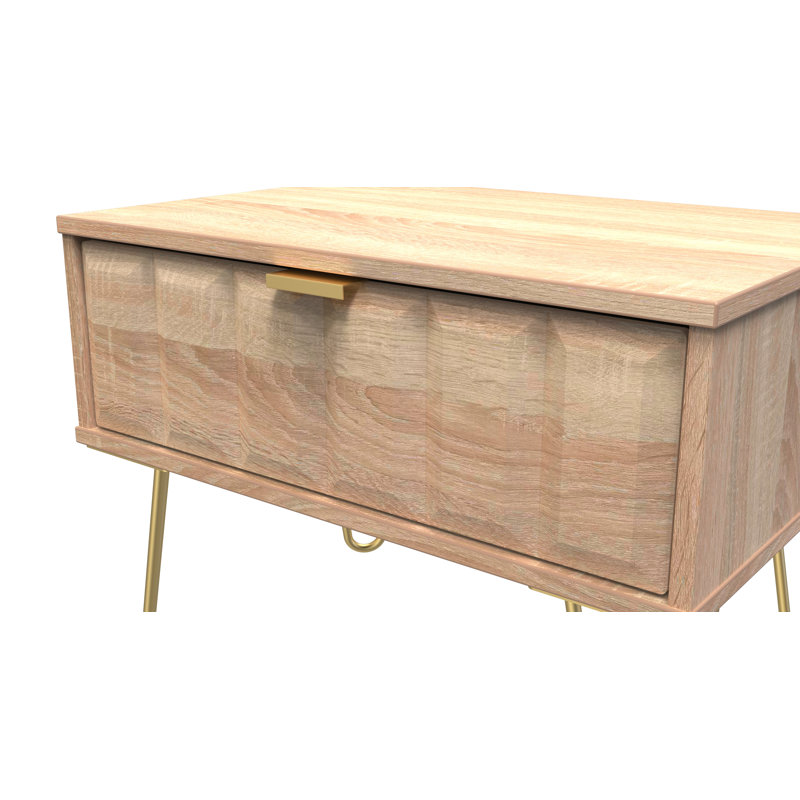 Allem 58cm W Manufactured Wood Bedside Table, Bardolino Oak