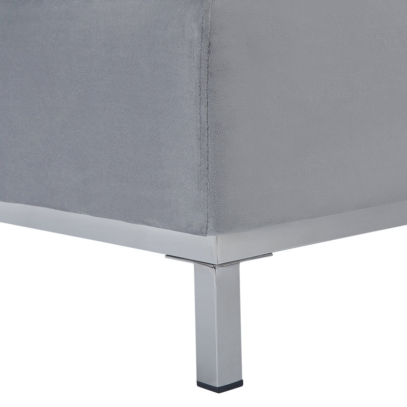 Benedick 4 Seater Velvet Corner Sofa , Grey, Right Hand Facing
