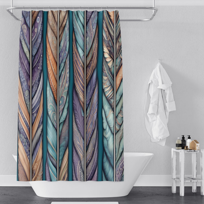 Rideau de douche abstrait Dhurpati, H 72 po x l 70 po