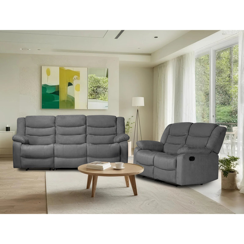Causeuse inclinable 2 pièces avec porte-gobelets, Gris