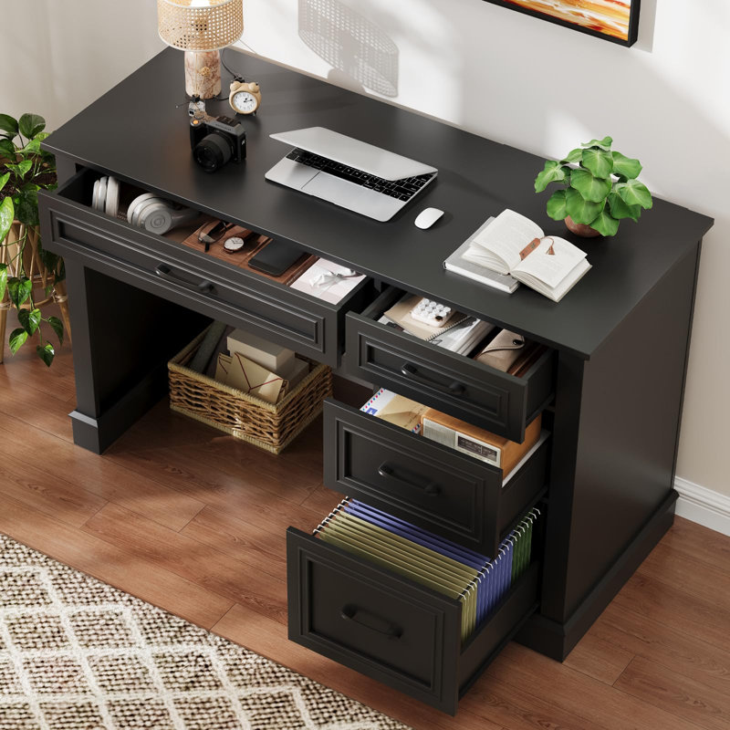 Bureau de direction 47 po avec tiroir Classeur Farmhouse, Black