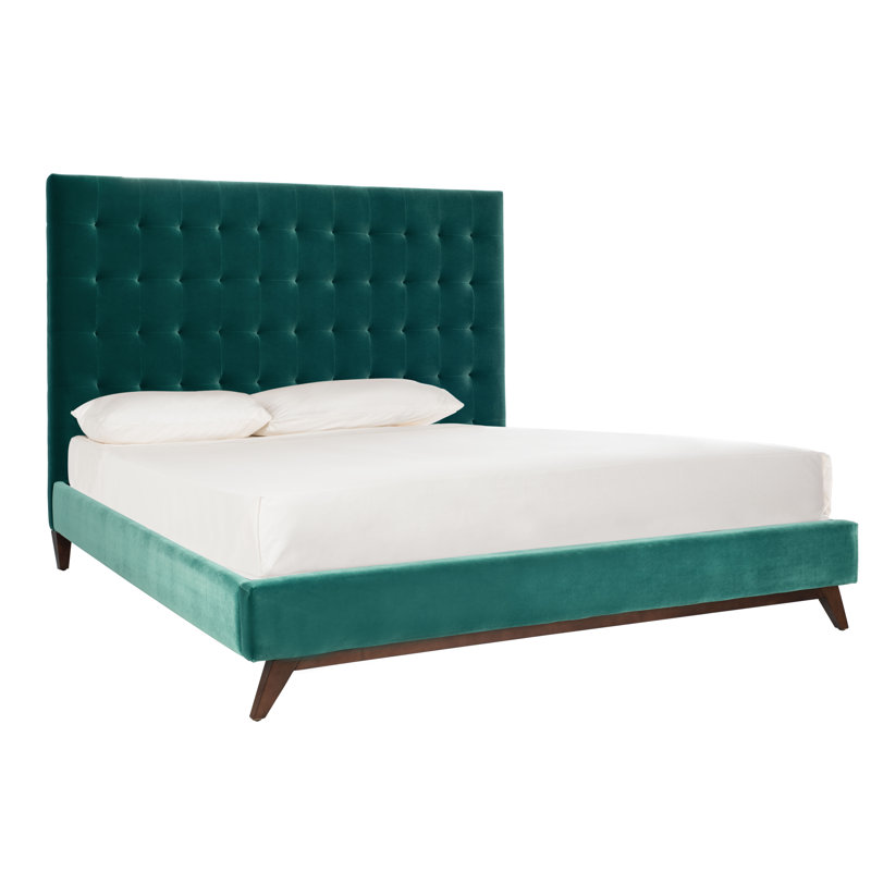 Bunny Upholstered Panel Bed, Dark Green, Queen