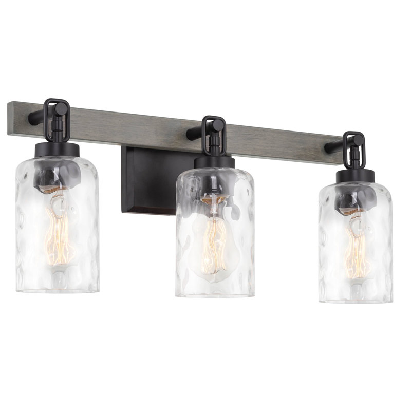 Éclairage de salle de bain à 3 lumières à intensité variable, Noir / chêne gris