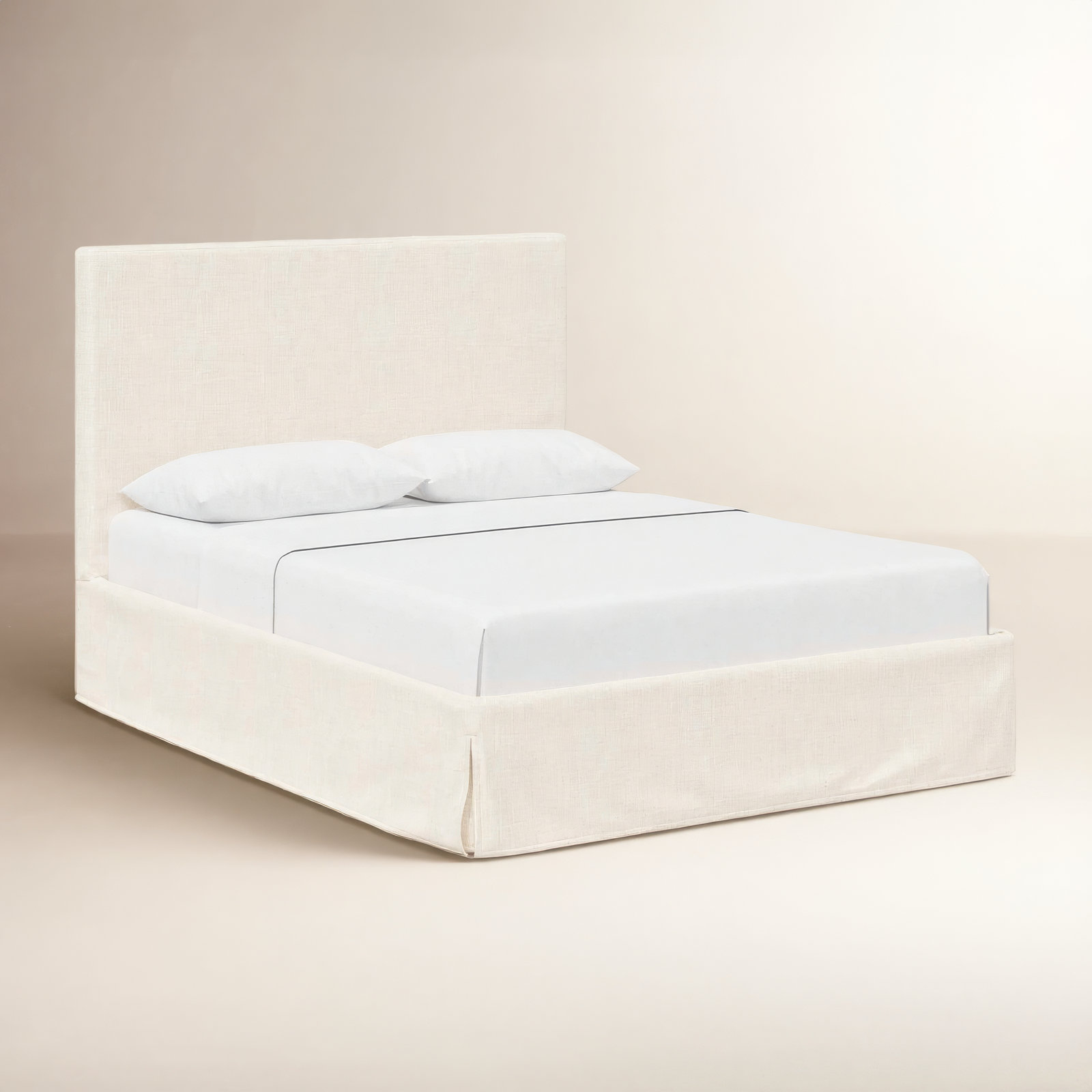 Verona Upholstered Slipcover Bed, Classic Talc Linen, Full