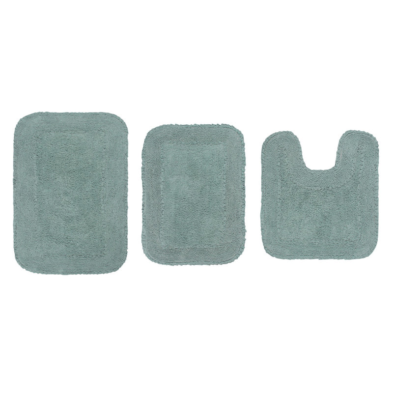 Ensemble de tapis de bain en coton 3 pièces Aceyon, Bleu