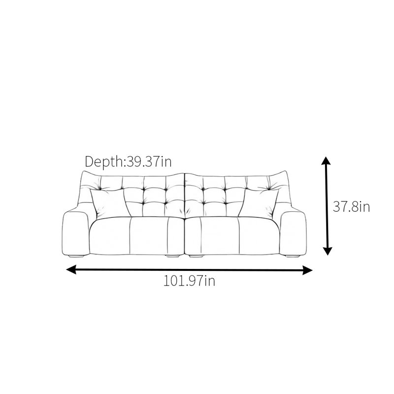 Canapé Minimalist, 3, H 37,8 po x l 101,97 po x P 39,37 po