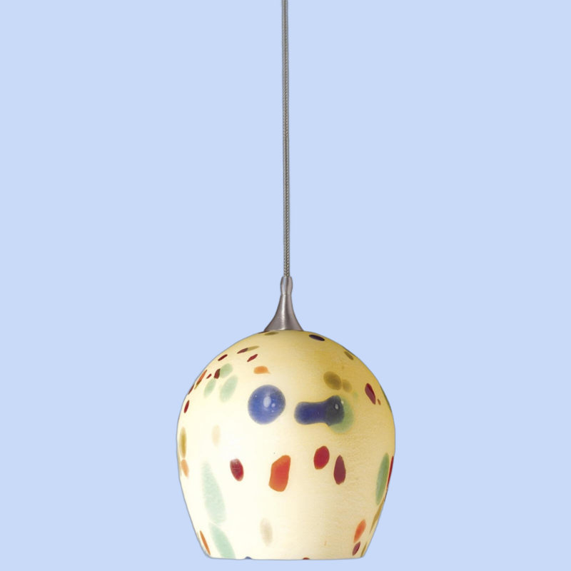 Suspension basse tension en verre et métal de 13,5 cm de hauteur, finition acier brossé
