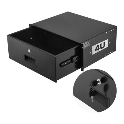 4U Rack Mount Drawer, 50 lbs Max Load-Bearing, Lockable Server Cabinet Case, Sliding Drawer with Lock and Cable Management Holes, for 19 in Network Equipment Server AV Rack or Cabinet Enclosure