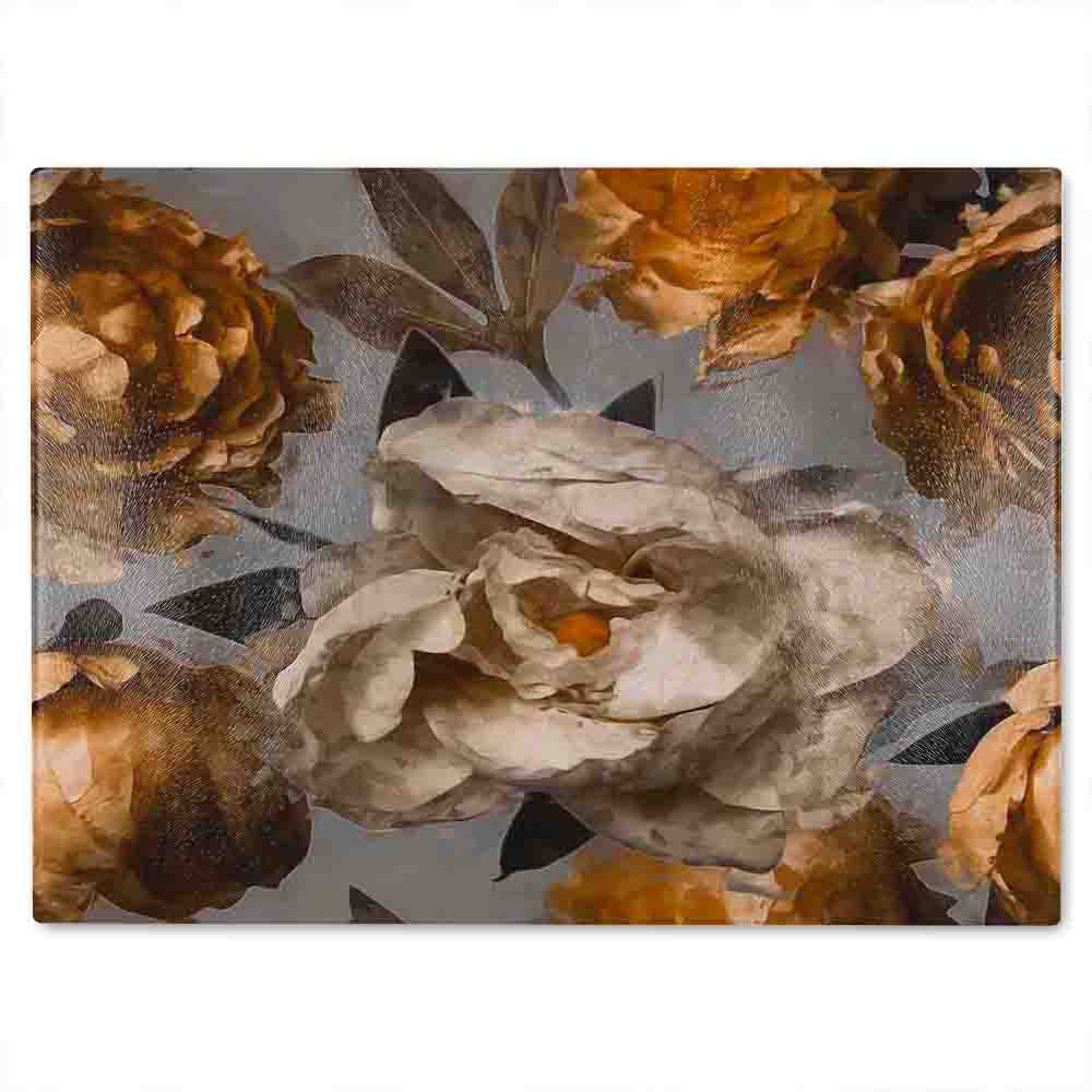White Flower Glass Chopping Board