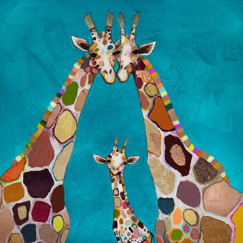 Giraffe Family by Eli Halpin - Print, 24" H x 24" W, Wrapped Canvas