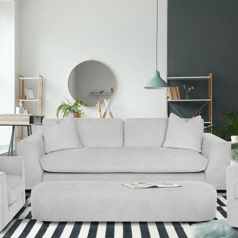 Benehaley Upholstered 100'' Sofa, Virtue Ash Basketweave