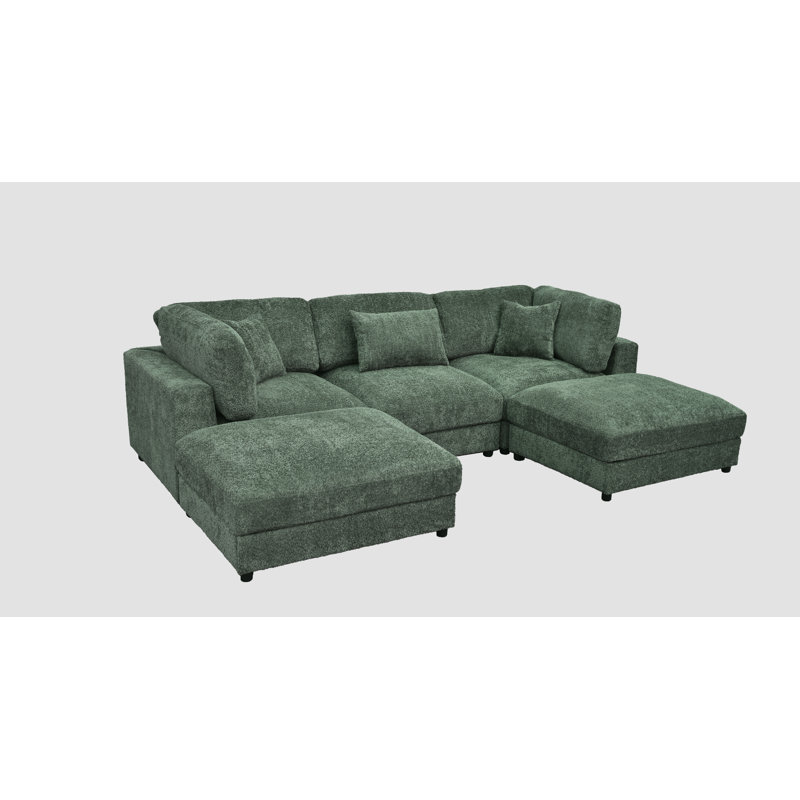 Canapé modulaire Everden, H 33 po x l 112 po x P 72 po, Polyester vert