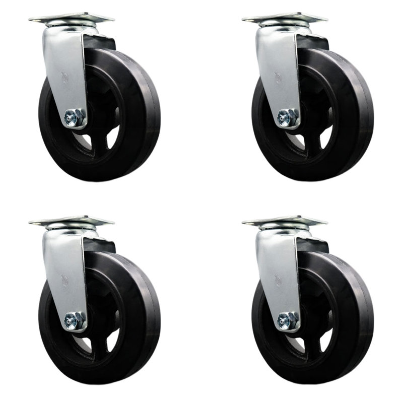 Caoutchouc sur roulettes pivotantes en fonte