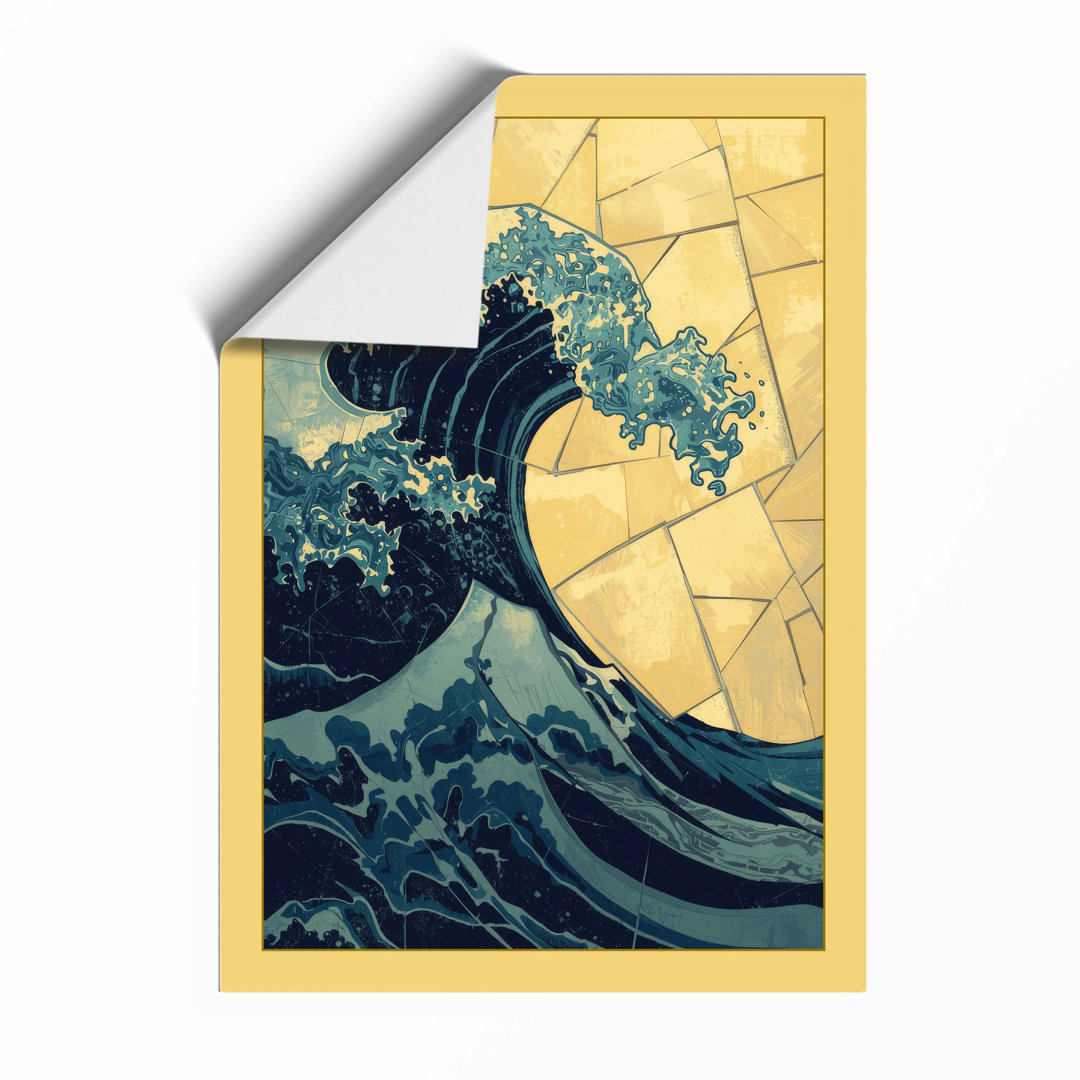 Wave and Mountain Japandi Framed Art Print