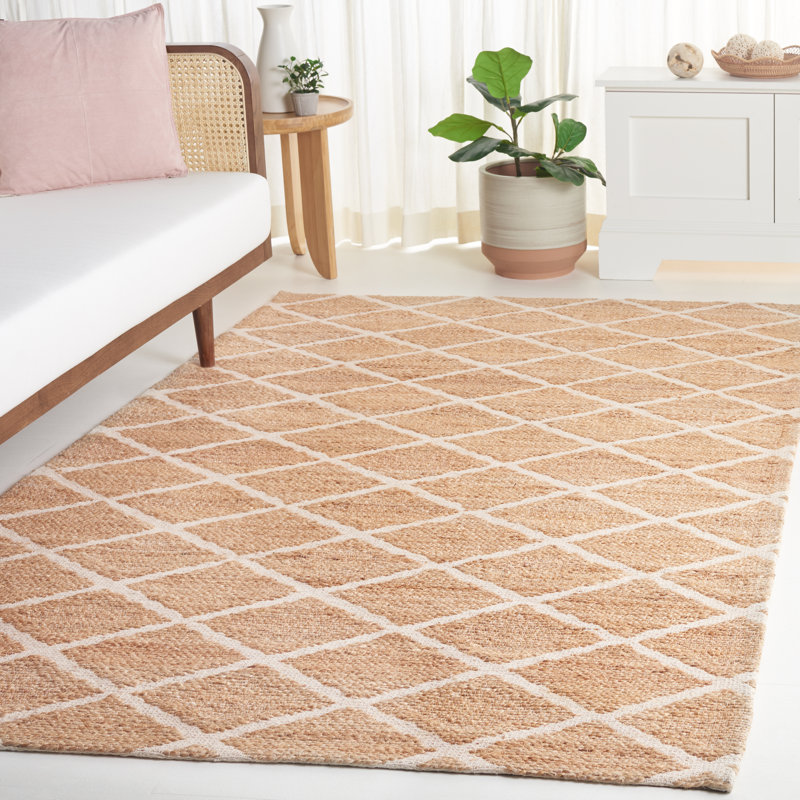 Tapis géométrique en jute de coton tissé à la main Cowden, Rectangle 5 pi x 8 pi